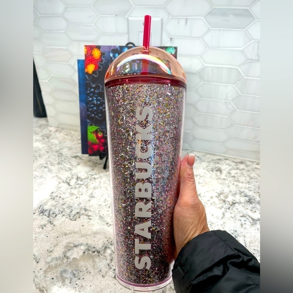 Starbucks 2024 Holiday Glitter PVD Tumbler & Holographic Metallic Dome Lid. NWT!